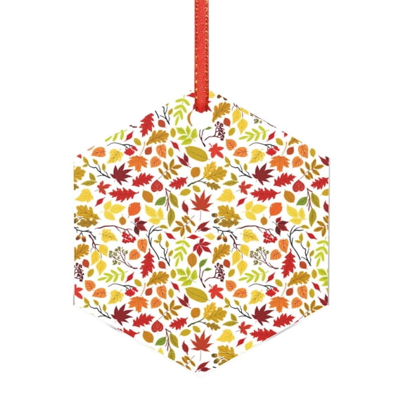 Gaeub Colorful Leaves Print Christmas Ornaments for Christmas Tree,Christmas Decor,Christmas Decorative Hanging Pendants,Acrylic Christmas Decorations -Hexagon