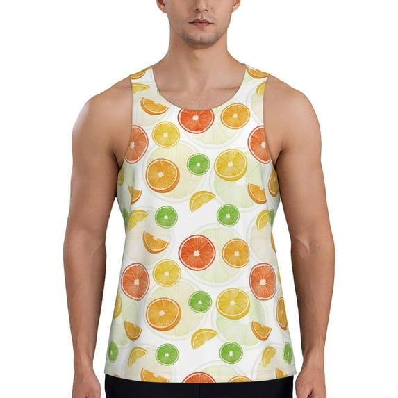Gaeub Colorful Lemons Men's Athletic Tank Top, Workout Sleeveless Shirts, Running Tank Tops for Gym, Running, Training - Medium