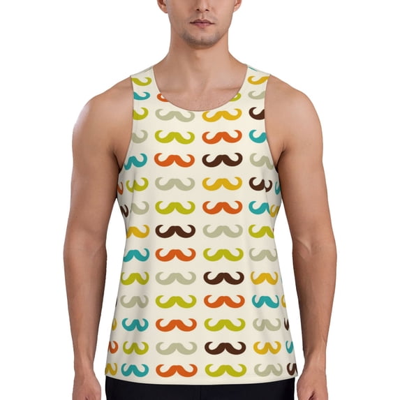 Gaeub Colorful Mustache Men's Athletic Tank Top, Workout Sleeveless Shirts, Running Tank Tops for Gym, Running, Training - 4X-Large