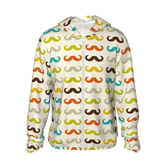 Gaeub Colorful Mustache Men's and Women's UPF 50+ Long-Sleeved Sun Protection Clothing, Fishing Shirt Long Sleeve Zip - 3X-Large