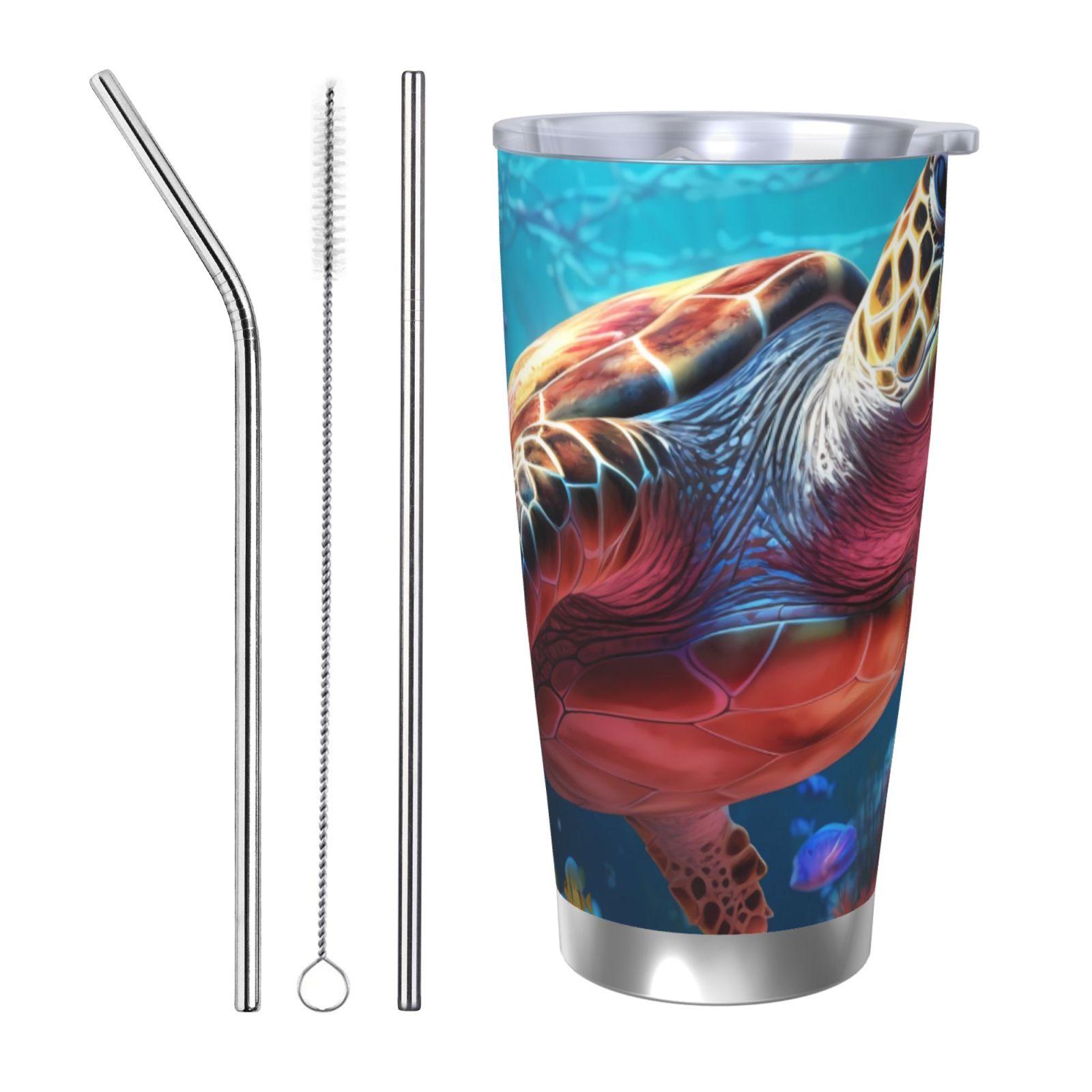 Turtle Shell Cups Gaeub Colorful Ocean Sea Turtle Print 20-Ounce Stainless Steel Car Cup ...