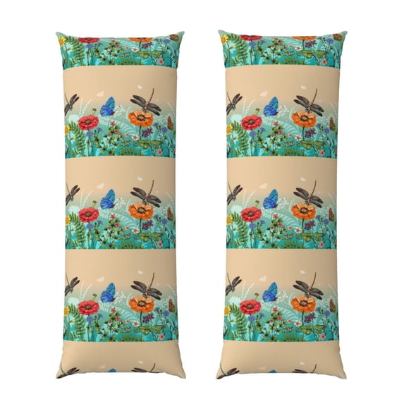 Gaeub Colorful Plants And Insects Printed Long Body Pillowcase Envelope Closure 1 Pack Wrinkle for Night Sweats - 20x54 in