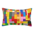 thumbnail image 1 of Gaeub Colorful Plastic Blocks Pattern Printed Pillow Case, Comfort Soft Hidden Zipper, Suitable for Sofa, Bedroom-14"x20", 1 of 6