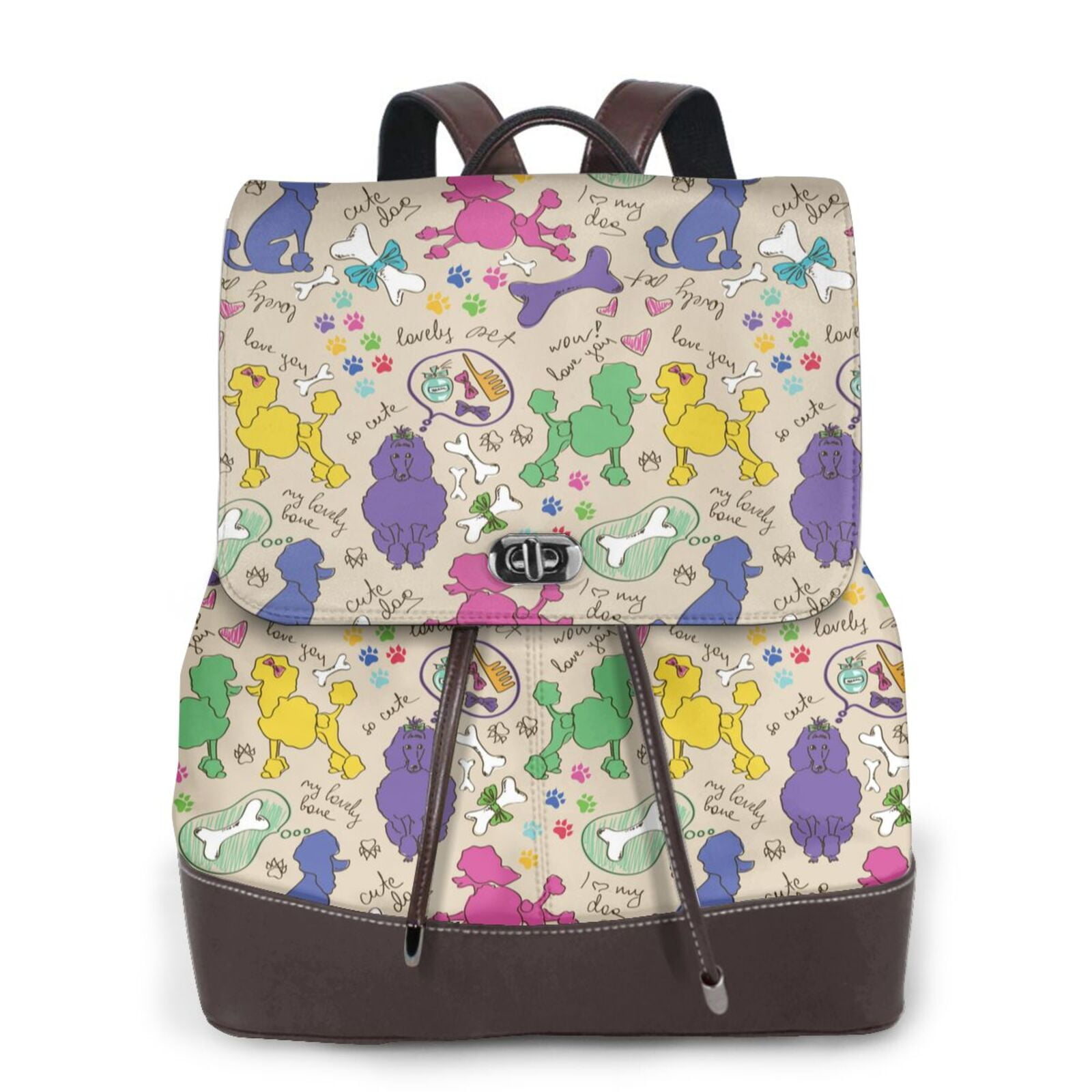 Poodle Dog Print Pattern Premium Backpack main image 1