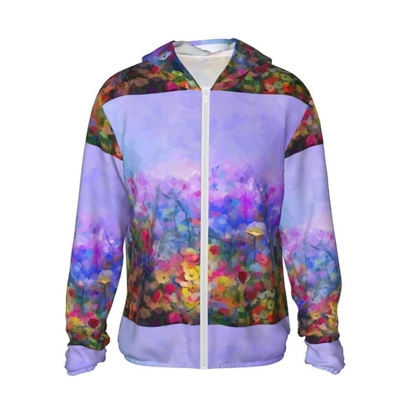 Gaeub Colorful Purple Cosmos Flower Men's and Women's UPF 50+ Long-Sleeved Sun Protection Clothing, Fishing Shirt Long Sleeve Zip - Small
