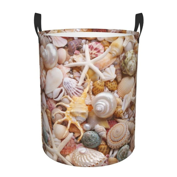 Gaeub Colorful Seashells Dirty Clothes Storage Basket, Toy Storage Bin for Storing Clothing, Diapers, Toys - Medium