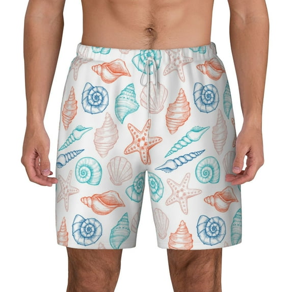 Gaeub Colorful Seashells1 Mens Swim Trunks Stretch Beach Shorts Quick Dry for Men Swim Shorts Swimwear with Pockets- Small