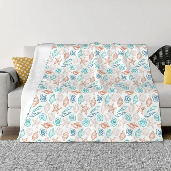 Gaeub Colorful Seashells1 Printed Flannel Throw Blanket,Plush Throw,Fuzzy Bed Blanket for Bedding Sofa and Travel,Decorative Blanket-50"x40"