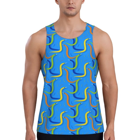Gaeub Colorful Snake Men's Athletic Tank Top, Workout Sleeveless Shirts, Running Tank Tops for Gym, Running, Training - Small