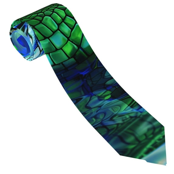Gaeub Colorful Stained Glass Crocodile Men's Classic Woven Jacquard Necktie Perfect for Weddings & Parties