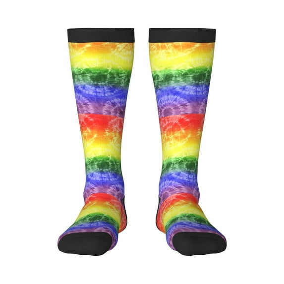 Gaeub Colorful Tie Dye Printed Design Socks Stretchy High Tube Socks for Men Women Teens , Softball Soccer Socks for Hiking, Sport