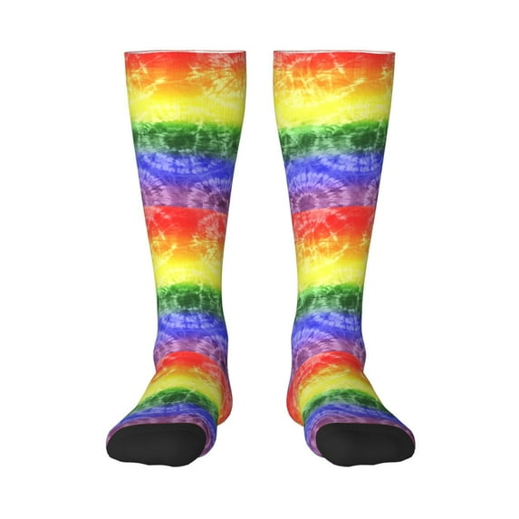 Gaeub Colorful Tie Dye Printed Design Socks Stretchy High Tube Socks for Men Women Teens , Softball Soccer Socks for Hiking, Sport