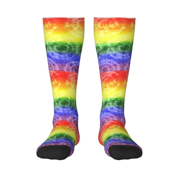 Gaeub Colorful Tie Dye Printed Design Socks Stretchy High Tube Socks for Men Women Teens , Softball Soccer Socks for Hiking, Sport