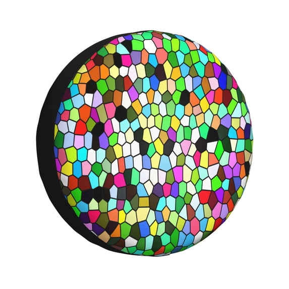 Gaeub Colorful Tie Dye Stained Glass 14-17in Tire Cover, Spare Tire Cover, for Camper Caravan, Trailer, Car, Truck, SUV, Jeep - 17 inch