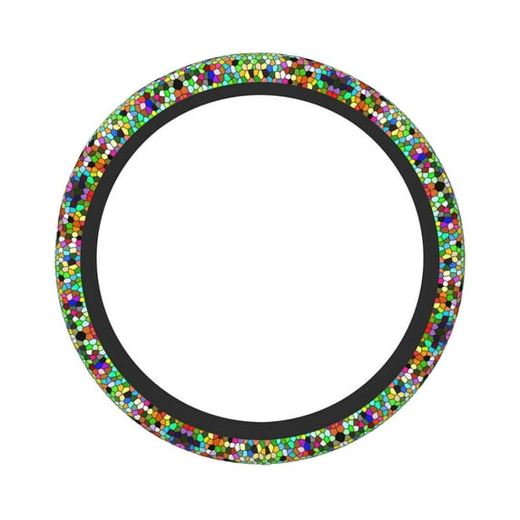 Gaeub Colorful Tie Dye Stained Glass Breathable Stretch Elastic Steering Wheel Cover, Cool in Summer and Warm in Winter, Universal 15 inch