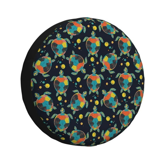 Gaeub Colorful Turtles 14-17in Tire Cover, Spare Tire Cover, for Camper Caravan, Trailer, Car, Truck, SUV, Jeep - 16 inch