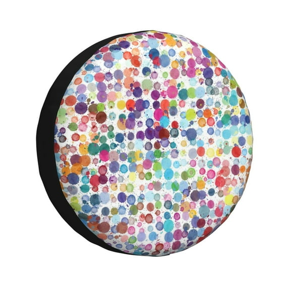 Gaeub Colorful Watercolor Dots 14-17in Tire Cover, Spare Tire Cover, for Camper Caravan, Trailer, Car, Truck, SUV, Jeep - 16 inch