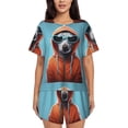 thumbnail image 1 of Gaeub Cool Dog In Hoodie Women's Short Sleeve Pajama Set Soft Sleepwear Pjs Short Sleeve Button Down Nightwear with Long Pants-XX-Large, 1 of 6