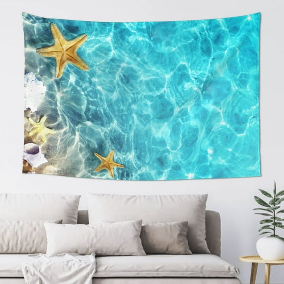 Gaeub Coral And Seashell On The Beach Print Tapestry Wall Hanging(60x40 inches),Tapestry Home Decor,Wall Art for Living Room Bedroom Home Decor