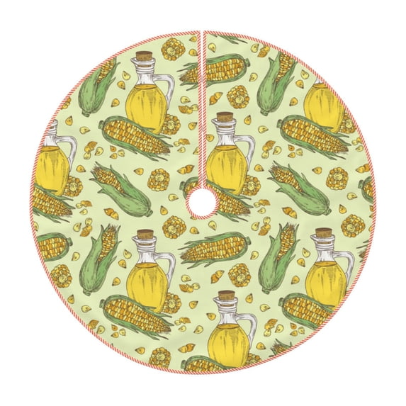 Gaeub Corn And Corn Oil Print Christmas Tree Skirt,Christmas Decorations,Round Xmas Skirt for Christmas Indoor Decorations Xmas Winter Holiday Party Supplies-48"