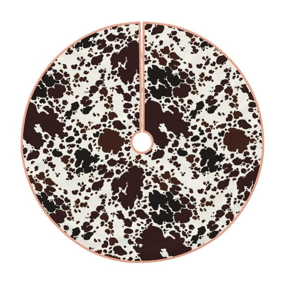 Gaeub Cow Skin Print Christmas Tree Skirt,Christmas Decorations,Round Xmas Skirt for Christmas Indoor Decorations Xmas Winter Holiday Party Supplies-30"