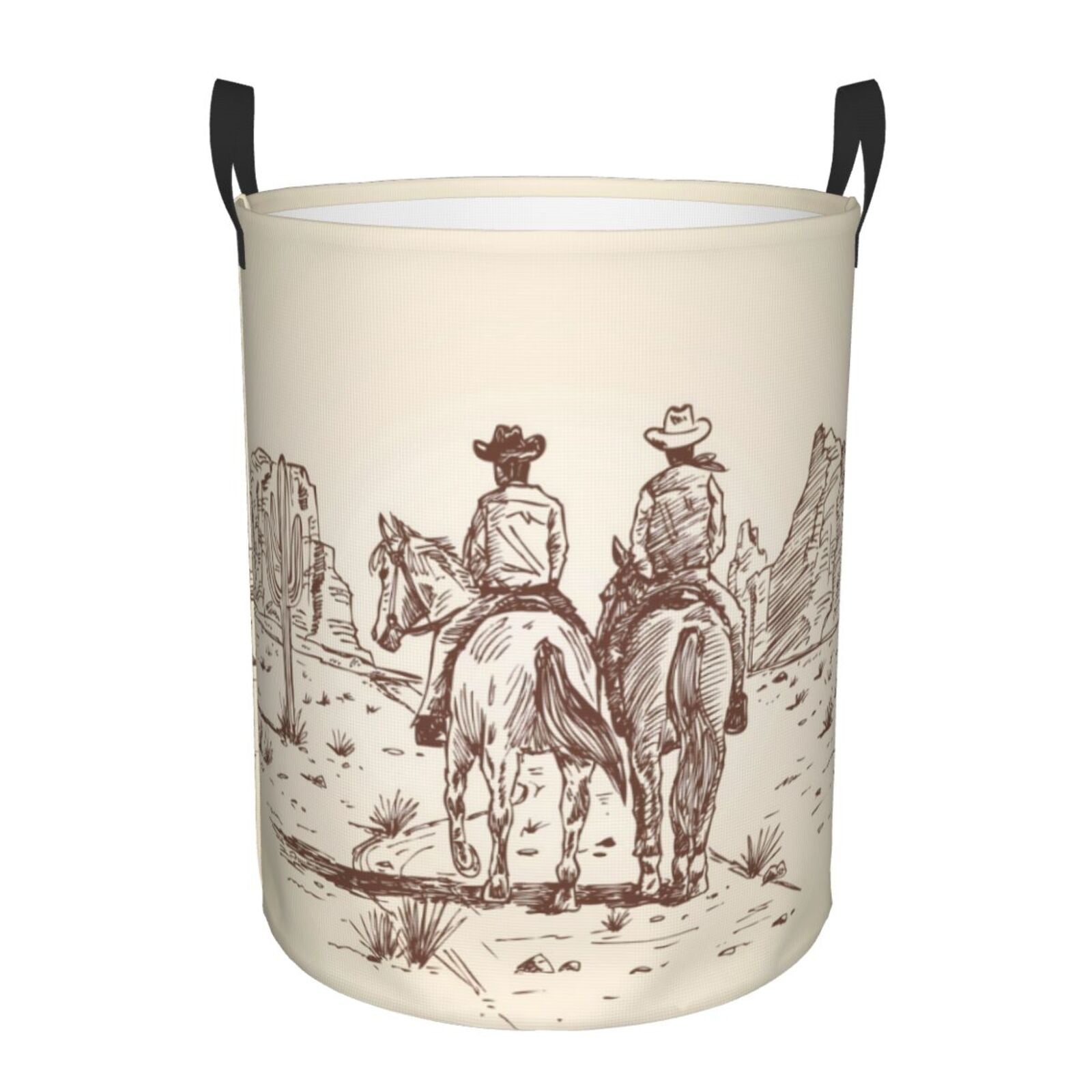 Gaeub Cowboys Riding Horses Dirty Clothes Storage Basket, Toy Storage