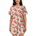 thumbnail image 1 of Gaeub Crab Lobster 1 Women's Short Sleeve Pajama Set Soft Sleepwear Pjs Short Sleeve Button Down Nightwear with Long Pants-XX-Large, 1 of 6
