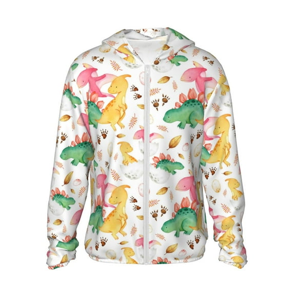 Gaeub Cute Baby Dinosaurs Men's and Women's UPF 50+ Long-Sleeved Sun Protection Clothing, Fishing Shirt Long Sleeve Zip - X-Large