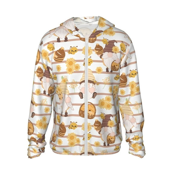Gaeub Cute Bee Gnome Men's and Women's UPF 50+ Long-Sleeved Sun Protection Clothing, Fishing Shirt Long Sleeve Zip - 3X-Large