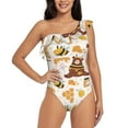 thumbnail image 1 of Gaeub Cute Bee Honey Jar Hive Bear Women's One Shoulder Ruffle Tummy Control Swimwear for Swimming Surfing Beach Party - XX-Large, 1 of 8