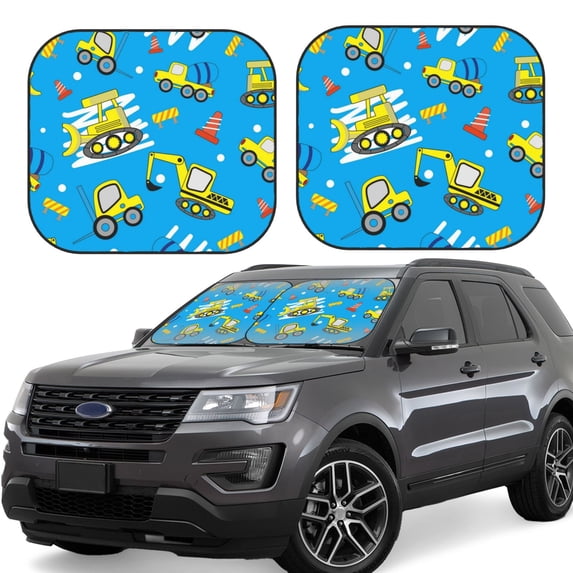 Gaeub Cute Car Cartoon Foldable Auto Sun Blocker Visor, Sunshade for Car Front Window, Keeps Your Vehicle Cool - Small
