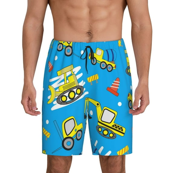 Gaeub Cute Car Cartoon Printed Men's Short Pajama Pants, Lightweight Lounge & Sleep Bottoms Keep You Cool - 4X-Large