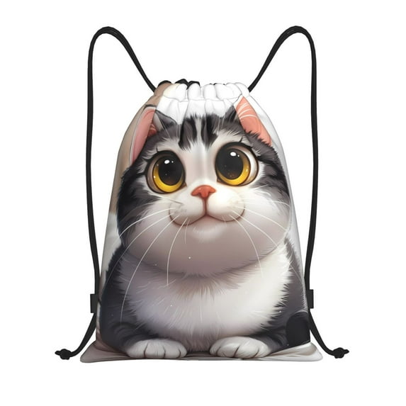 Gaeub Cute Cartoon Kitten Drawstring Backpack Bag Sport Gym Sackpack Heavy Duty String Backpack for Men Women-Small