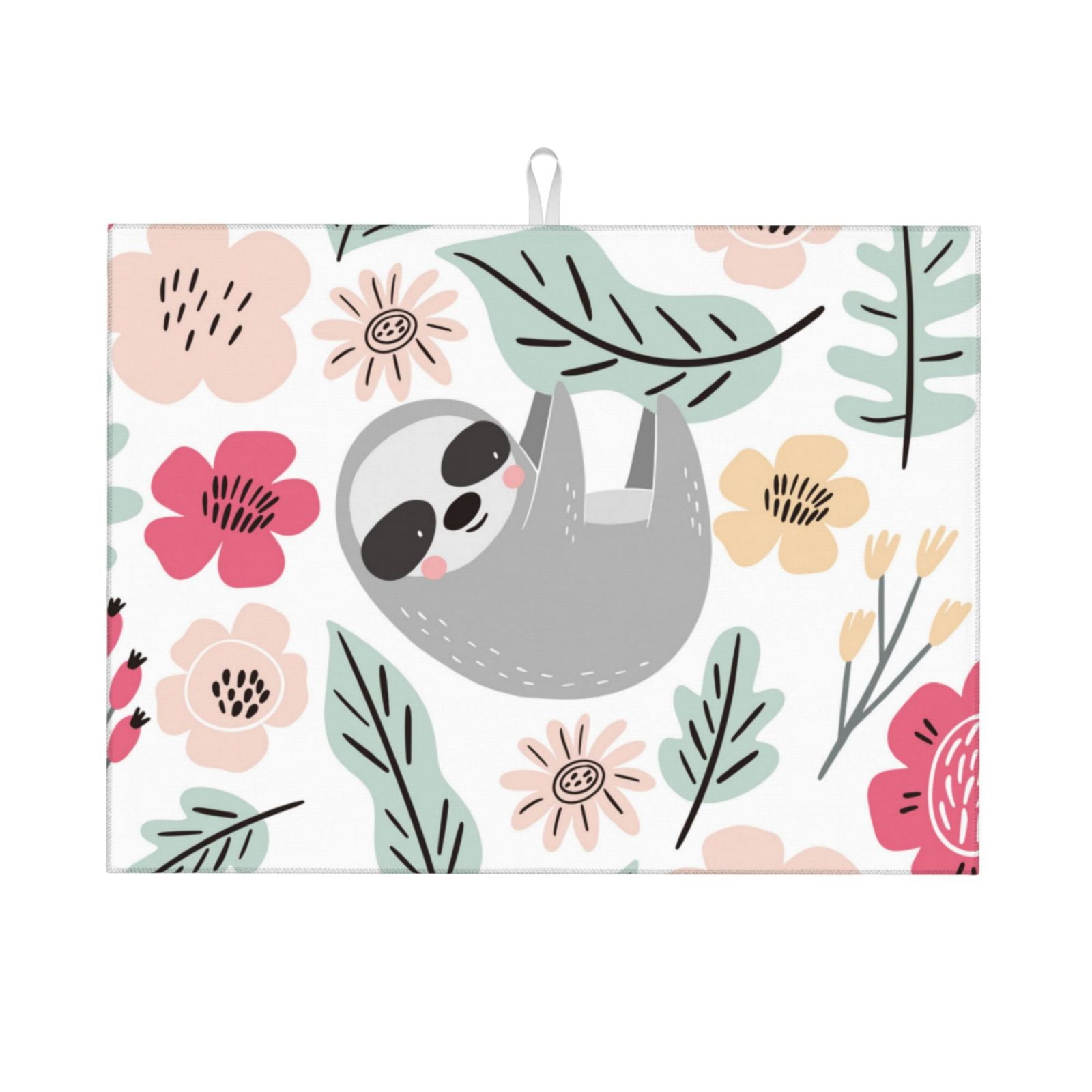 Gaeub Cute Cartoon Sloth Print Dish Drying Mats For Kitchen Counter ...