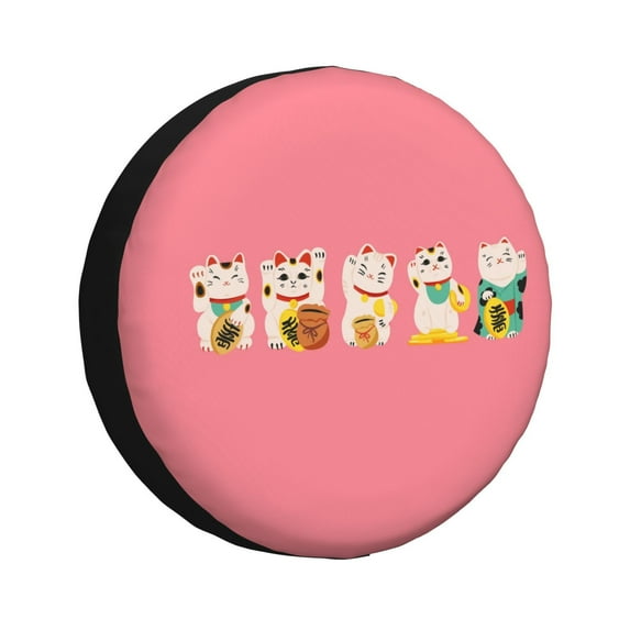 Gaeub Cute Cat 14-17in Tire Cover, Spare Tire Cover, for Camper Caravan, Trailer, Car, Truck, SUV, Jeep - 14 inch