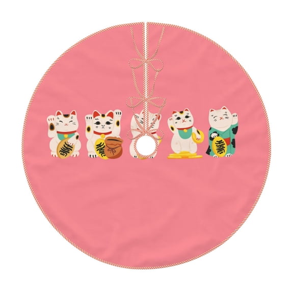Gaeub Cute Cat Print Christmas Tree Skirt,Christmas Decorations,Round Xmas Skirt for Christmas Indoor Decorations Xmas Winter Holiday Party Supplies-48"