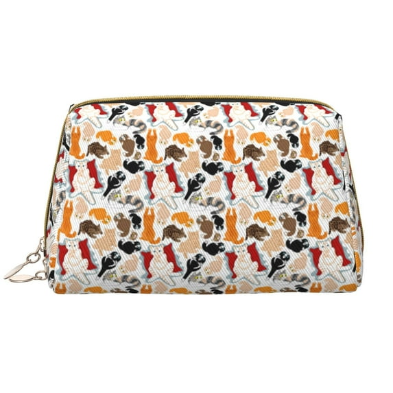 Gaeub Cute Cats Printed Travel Cosmetic Bag,Makeup Bag, Large Capacity Toiletry Bag for Women, Portable Pouch Make Up Organizer with Zipper and Divider