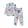 thumbnail image 1 of Gaeub Cute Chameleons On Blue Print Mens Pajama Set, Long Sleeve Pajamas for men,Lightweight Button Up Sleepwear,Lounge Pjs Set with Pockets-X-Large, 1 of 7