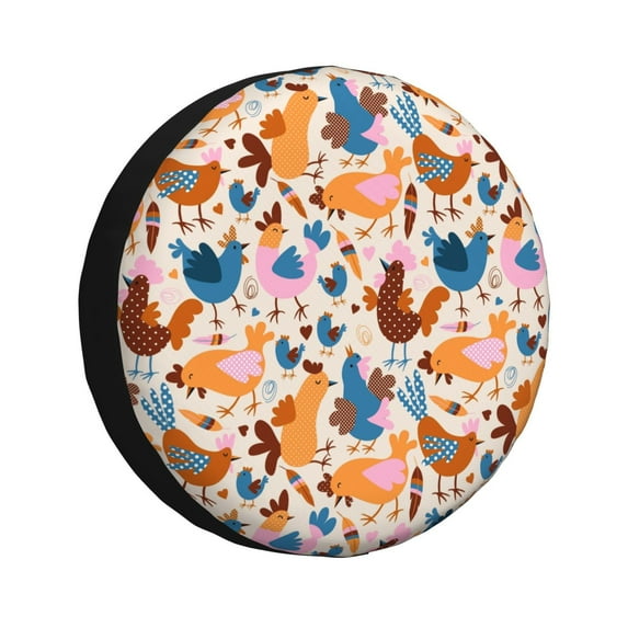 Gaeub Cute Chickens 14-17in Tire Cover, Spare Tire Cover, for Camper Caravan, Trailer, Car, Truck, SUV, Jeep - 16 inch