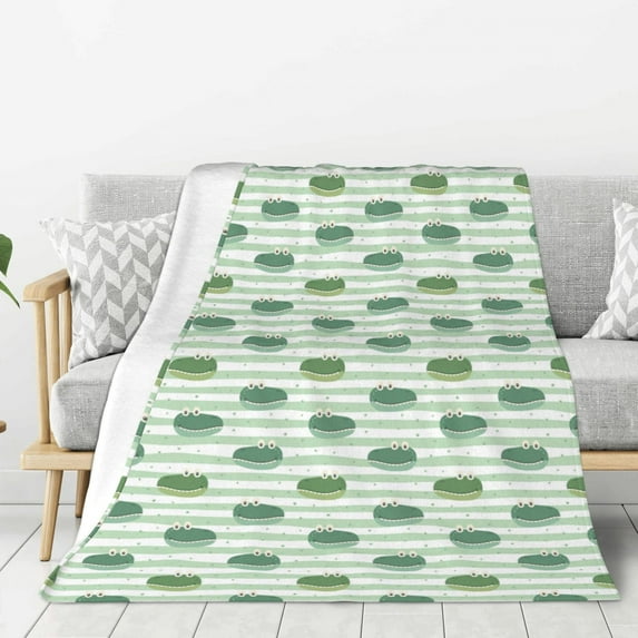 Gaeub Cute Crocodile Print Flannel Throw Blanket, Home Fleece Throw Blanket for Couch or Bed,Decorative Blankets,Lightweight Fuzzy Flannel Blanket-60"x50"