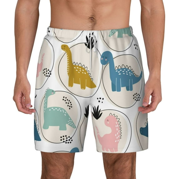 Gaeub Cute Dinosaurs Mens Swim Trunks Stretch Beach Shorts Quick Dry for Men Swim Shorts Swimwear with Pockets- Small