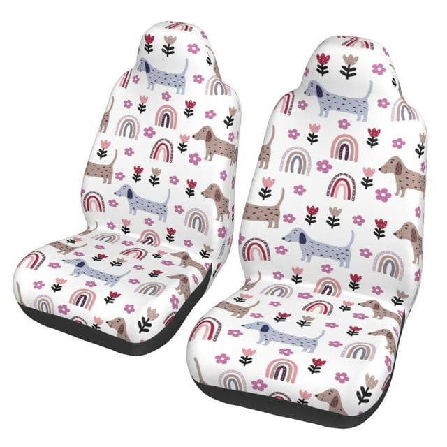 Gaeub Cute Dog Full Set Car Seat Covers with Soft Padding Universal