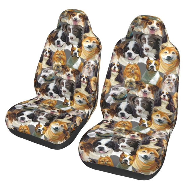 Gaeub Cute Dog Full Set Car Seat Covers with Soft Padding Universal