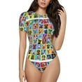 thumbnail image 1 of Gaeub Cute Dogs Collage Women'S Short Sleeve One Piece Swimsuit Sexy High-Waisted Bodysuit For Swimming, Beach, Sports - Xx-Large, 1 of 9