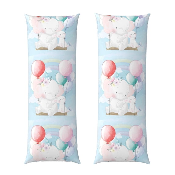 Gaeub Cute Elephant Printed Long Body Pillowcase Envelope Closure 1 Pack Wrinkle for Night Sweats - 20x54 in