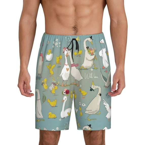 Gaeub Cute Farm Birds Printed Men's Short Pajama Pants, Lightweight Lounge & Sleep Bottoms Keep You Cool - 3X-Large