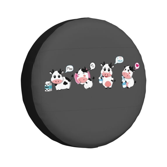 Gaeub Cute Farm Milk Animal 14-17in Tire Cover, Spare Tire Cover, for Camper Caravan, Trailer, Car, Truck, SUV, Jeep - 14 inch