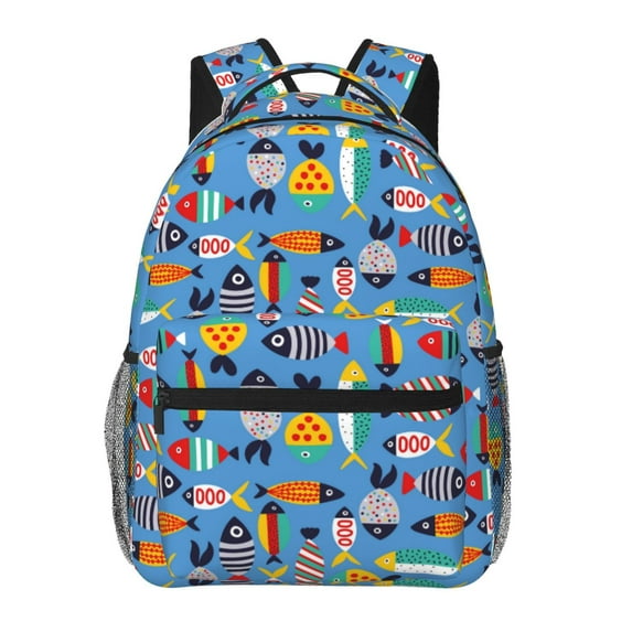 Gaeub Cute Flat Fish Ergonomic Lightweight Laptop Backpack - Multiple Pockets for School, Work, Travel, Outdoor Activities -One Size