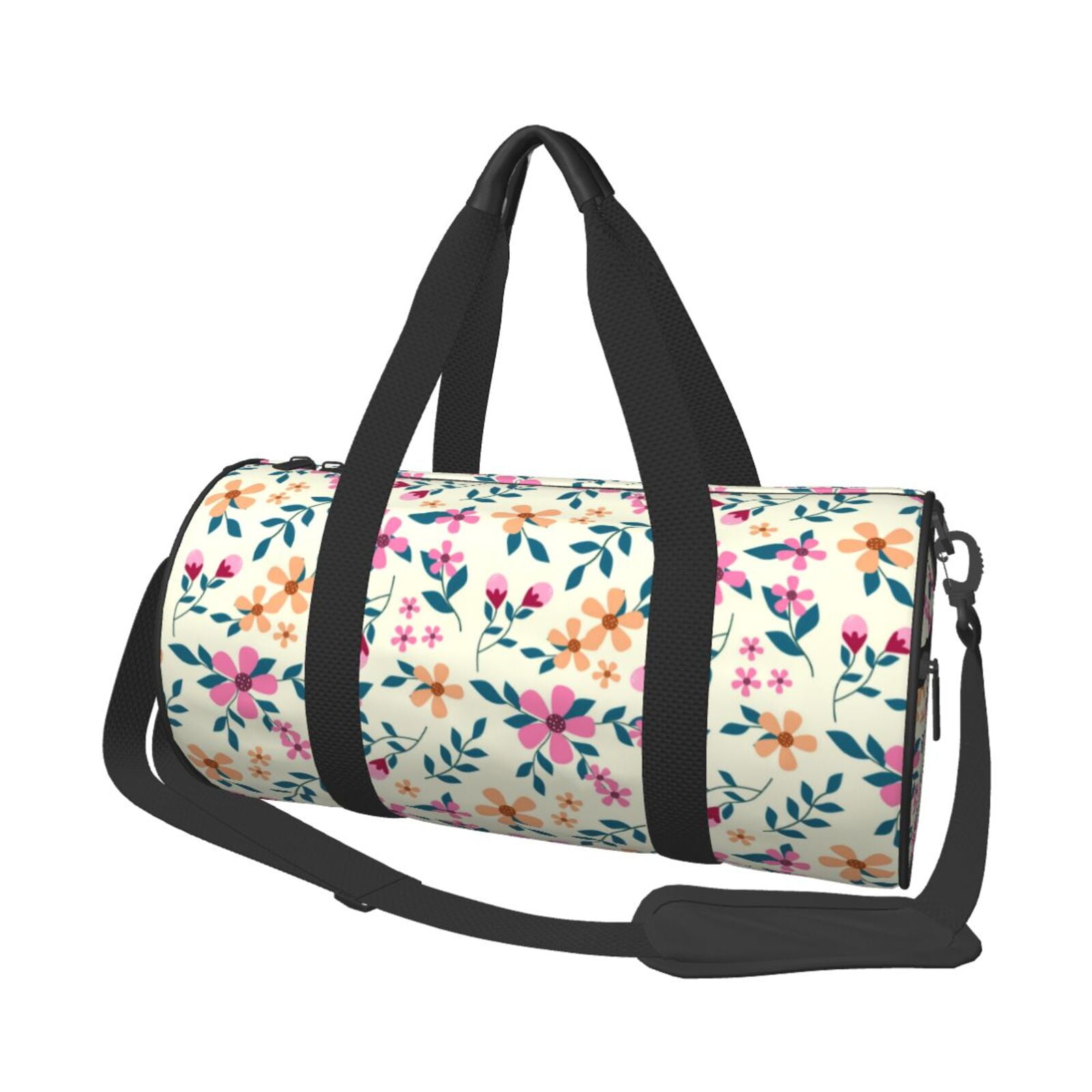 Gaeub Cute Flower Lightweight Travel Cylinder Bag Gym Tote Bag Sports