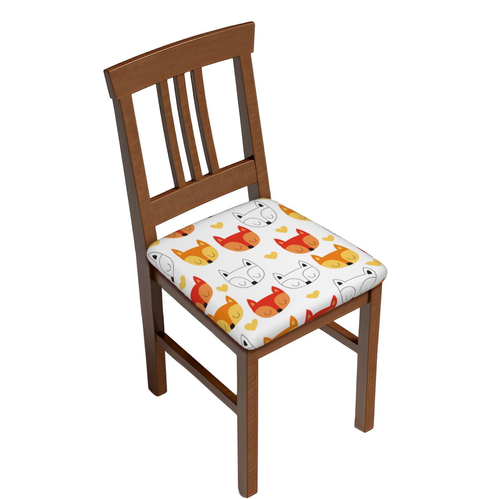 Gaeub Cute Fox with Heart Square Chair Seat Covers, Stretch Fitted